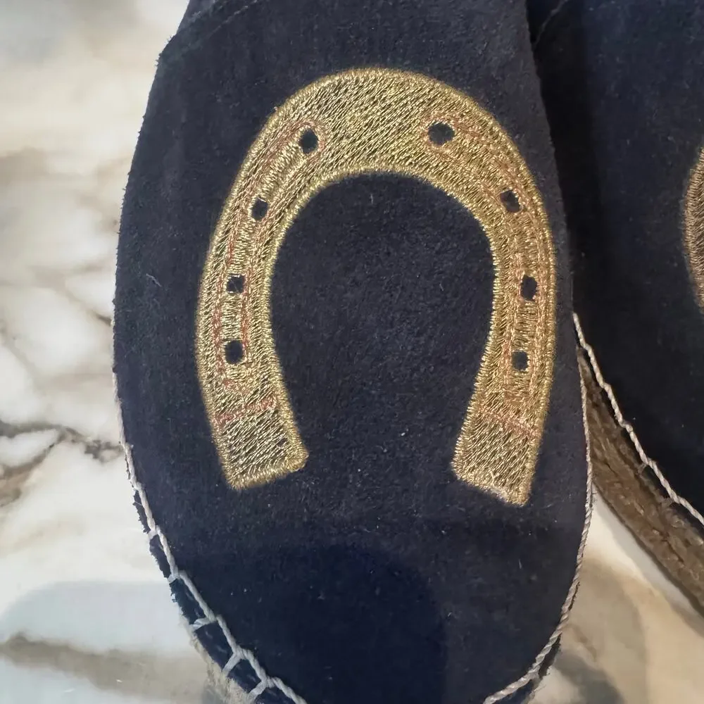 Cervera Women's Navy Blue Suede Lucky Horseshoe Espadrilles Size‎ 10 Casual